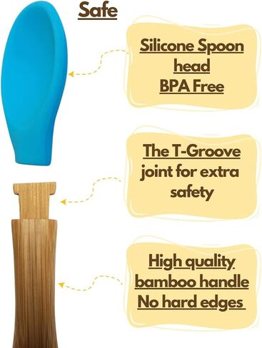 Babynow Bamboo Baby Spoons Self-Feeding Supplies for 6+ Months Babies & Toddlers in Bamboo & Soft Tip Designs BLUE Pack of 2 in Saudi Arabia