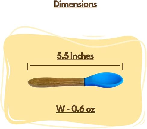 Babynow Bamboo Baby Spoons Self-Feeding Supplies for 6+ Months Babies & Toddlers in Bamboo & Soft Tip Designs BLUE Pack of 2 in Saudi Arabia