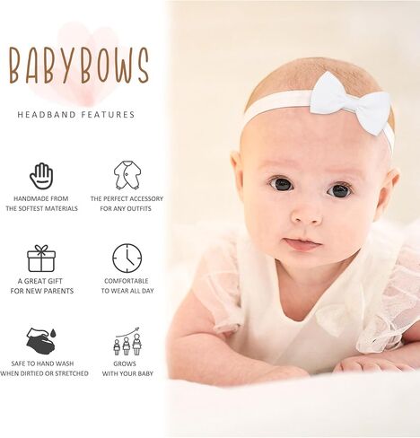 jollybows 40pcs Baby Girls Bows Headbands Elastic Hairband Ribbon Bow Hair Accessories for Newborns Infants Toddlers and Kids in Kuwait