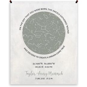 Lucky Tusk Birth Announcement, Custom Star Map, Constellation, Baby Nursery Wall, Night Sky Print, Gender Neutral, Baby Gift, Star Chart #1748, in Saudi Arabia