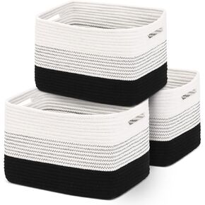 DOFASAYI Rope Storage Baskets 3-Pack - Woven Baskets for Storage | Baby Basket for Nursery Storage, Collapsible Storage Bins & Toy Organizer with Handles, Baskets for Organizing, 15x10x9.1’’ in Saudi Arabia