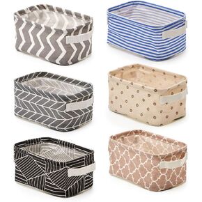 (10 × 17 سم × 13 سم) - 6 صناديق تخزين قابلة للطي، منظم رفوف قماشي قابل للطي مع مقابض للحمام وأدوات التجميل والحضانة والأطفال الصغار في المنزل والمكتب - متعددة الألوان، 10 × 17 سم × 13 سم in Kuwait