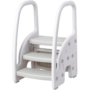 GAOMON Toddler Step Stool, Kids Step Stool with Handles Sides, Plastic 3 Step Stool for Bathroom Sink,Kitchen Counter,Toilet Potty Training, Stepping Standing Stool Helper Lightweight Non-Slip in Kuwait
