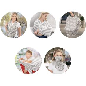 Nuby 5 in 1 Nursing Cover: Multipurpose Soft and Stretchy Cover for Mom and Baby: Colors May Vary, 26’’ x 27’’ / 66.04 cm x 68.58cm in Saudi Arabia