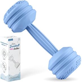 Baby Dumbbell Toy - Silicone Dumbbell Teether Toys Weight Rattle Sensory Toy for Babies - Great Gift for Baby and Toddler Girls or Boys in Kuwait