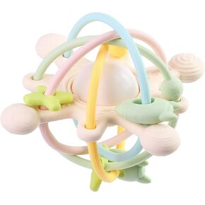Eoopoon Baby Teether Toy for Babies 3 Months+, Silicone Baby Teething Toys, Rattle Sensory Teether Toy for Sore Gums, Baby Chew Toys for Sucking Needs, BPA Free, Milk White