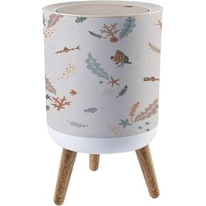 Small Trash Can with Lid Kids pastel with coluds rain Baby Nursery seamles Nursery wall art Garbage Bin Round Waste Bin Press Cover Dog Proof Wastebasket for Kitchen Bathroom Living Room 1.8 Gallon in Kuwait