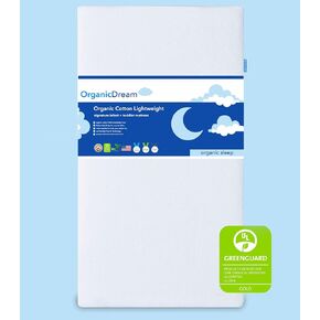 Organic Dream Crib and Toddler Mattress - 100% Breathable Proven to Reduce Suffocation Risk, 100% Washable Cover, Baby + Toddler Bed, GREENGUARD Certified, Hypoallergenic - Deluxe 5"- White in Saudi Arabia