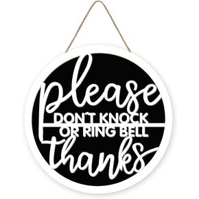 No Soliciting Sign, Do Not Knock or Ring Doorbell Sign for House, Do Not Disturb Door Wooden Hanger Sign Funny Office Door Signs Baby Sleeping Sign No Stranger Go Away Farmhouse Porch Decor 12 inch in Saudi Arabia