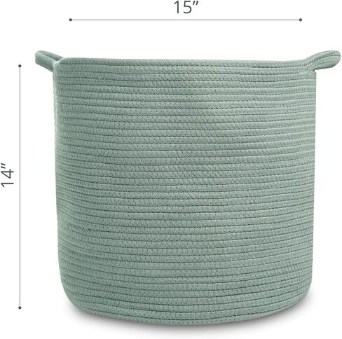 Natemia Rope Storage Basket- Nursery Bin and Toy Organizer (15"x15"x14"), Laundry Basket, Basket for Towels, Pillows and Blankets, Perfect Baby Registry Gift in Saudi Arabia
