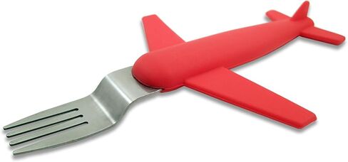 Kids' Airplane Fork & Spoon Set, Stainless Steel & Silicone in Saudi Arabia