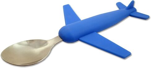 Kids' Airplane Fork & Spoon Set, Stainless Steel & Silicone in Saudi Arabia