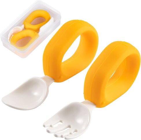 Baby Spoons and Forks Set with Silicone Handle, Toddler Utensils | Easy Grip Handle, Portable Carrying Case, First Stage Self-Feeding Silverware, BPA Free, Dishwasher Safe (Blue/Light Blue) in Saudi Arabia