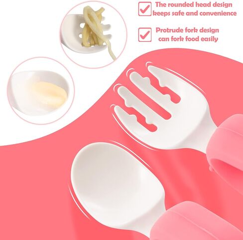Baby Spoons and Forks Set with Silicone Handle, Toddler Utensils | Easy Grip Handle, Portable Carrying Case, First Stage Self-Feeding Silverware, BPA Free, Dishwasher Safe (Blue/Light Blue) in Saudi Arabia