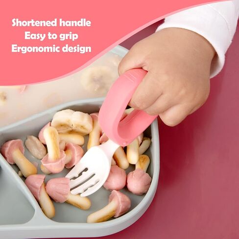 Baby Spoons and Forks Set with Silicone Handle, Toddler Utensils | Easy Grip Handle, Portable Carrying Case, First Stage Self-Feeding Silverware, BPA Free, Dishwasher Safe (Blue/Light Blue) in Saudi Arabia