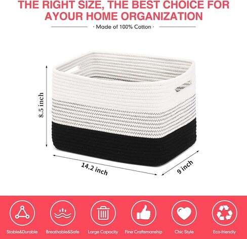 DOFASAYI Rope Storage Baskets 3-Pack - Woven Baskets for Storage | Baby Basket for Nursery Storage, Collapsible Storage Bins & Toy Organizer with Handles, Baskets for Organizing, 15x10x9.1’’ in Saudi Arabia