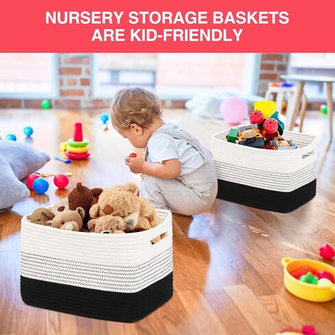 DOFASAYI Rope Storage Baskets 3-Pack - Woven Baskets for Storage | Baby Basket for Nursery Storage, Collapsible Storage Bins & Toy Organizer with Handles, Baskets for Organizing, 15x10x9.1’’ in Saudi Arabia