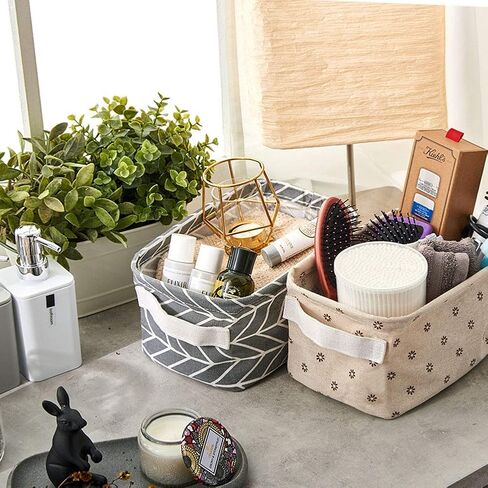 (10 × 17 سم × 13 سم) - 6 صناديق تخزين قابلة للطي، منظم رفوف قماشي قابل للطي مع مقابض للحمام وأدوات التجميل والحضانة والأطفال الصغار في المنزل والمكتب - متعددة الألوان، 10 × 17 سم × 13 سم in Kuwait