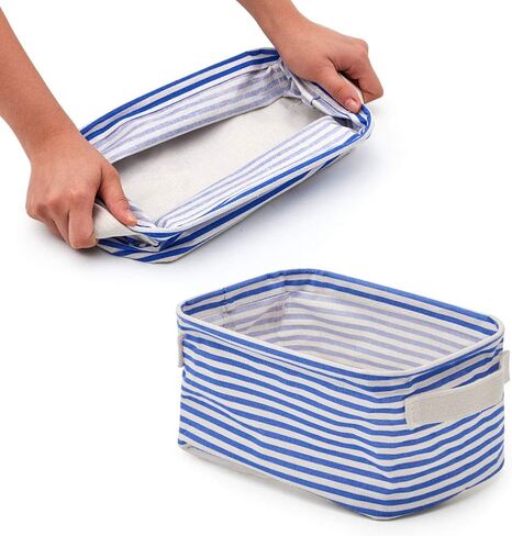 (10 × 17 سم × 13 سم) - 6 صناديق تخزين قابلة للطي، منظم رفوف قماشي قابل للطي مع مقابض للحمام وأدوات التجميل والحضانة والأطفال الصغار في المنزل والمكتب - متعددة الألوان، 10 × 17 سم × 13 سم in Kuwait