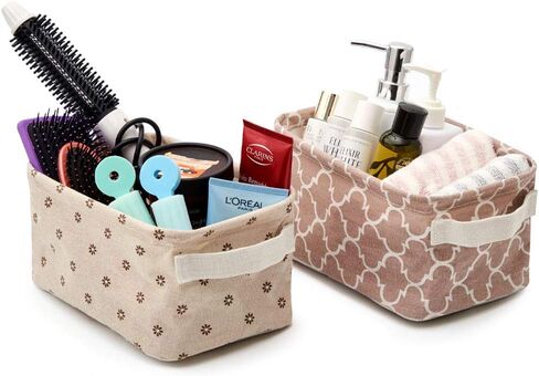 (10 × 17 سم × 13 سم) - 6 صناديق تخزين قابلة للطي، منظم رفوف قماشي قابل للطي مع مقابض للحمام وأدوات التجميل والحضانة والأطفال الصغار في المنزل والمكتب - متعددة الألوان، 10 × 17 سم × 13 سم in Kuwait