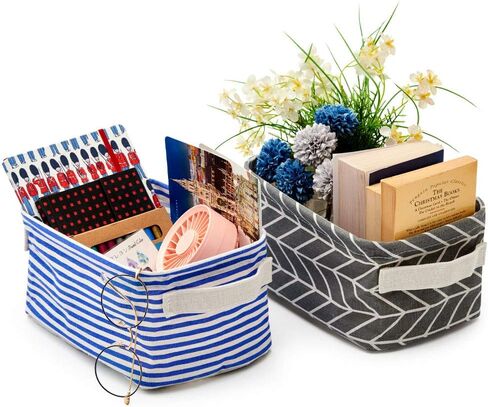 (10 × 17 سم × 13 سم) - 6 صناديق تخزين قابلة للطي، منظم رفوف قماشي قابل للطي مع مقابض للحمام وأدوات التجميل والحضانة والأطفال الصغار في المنزل والمكتب - متعددة الألوان، 10 × 17 سم × 13 سم in Kuwait