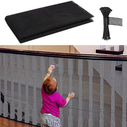 Banister Guard for Baby - 10ft L x 2.5ft H, Child Safety Net, Stair Railing Banister Proofing Mesh Net Balcony Netting for Pets & Kids in Saudi Arabia