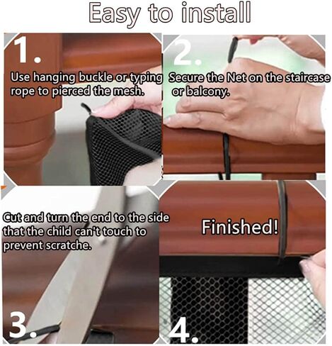 Banister Guard for Baby - 10ft L x 2.5ft H, Child Safety Net, Stair Railing Banister Proofing Mesh Net Balcony Netting for Pets & Kids in Saudi Arabia