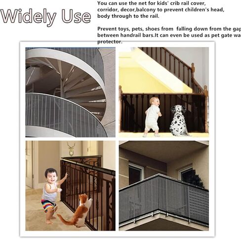 Banister Guard for Baby - 10ft L x 2.5ft H, Child Safety Net, Stair Railing Banister Proofing Mesh Net Balcony Netting for Pets & Kids in Saudi Arabia