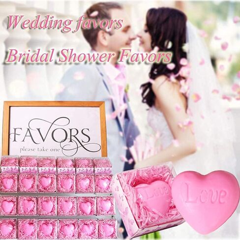 ايكسينج 24 صندوق صابون معطر مصنوع يدويا بتصميم قلوب بلون زهري مناسب كهدية تذكارية للضيوف لحفلات الزفاف وحفلات استقبال المولود الجديد والحفلات وعيد الشكر وحفلات اعياد الميلاد in Kuwait