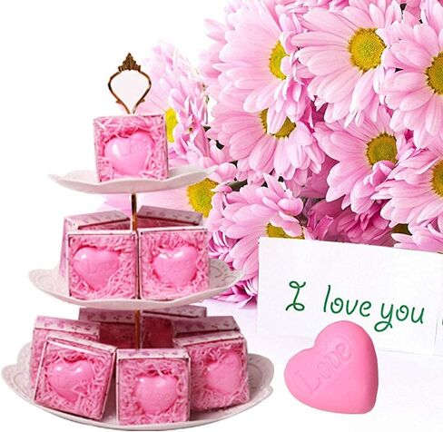 ايكسينج 24 صندوق صابون معطر مصنوع يدويا بتصميم قلوب بلون زهري مناسب كهدية تذكارية للضيوف لحفلات الزفاف وحفلات استقبال المولود الجديد والحفلات وعيد الشكر وحفلات اعياد الميلاد in Kuwait