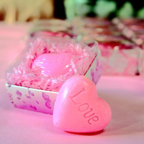 ايكسينج 24 صندوق صابون معطر مصنوع يدويا بتصميم قلوب بلون زهري مناسب كهدية تذكارية للضيوف لحفلات الزفاف وحفلات استقبال المولود الجديد والحفلات وعيد الشكر وحفلات اعياد الميلاد in Kuwait