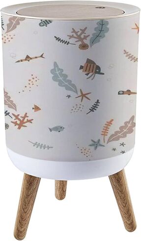 Small Trash Can with Lid Kids pastel with coluds rain Baby Nursery seamles Nursery wall art Garbage Bin Round Waste Bin Press Cover Dog Proof Wastebasket for Kitchen Bathroom Living Room 1.8 Gallon in Kuwait