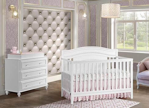 Oxford Baby Briella 4-in-1 Convertible Crib, White, GreenGuard Gold Certified in Kuwait