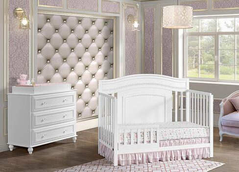 Oxford Baby Briella 4-in-1 Convertible Crib, White, GreenGuard Gold Certified in Kuwait