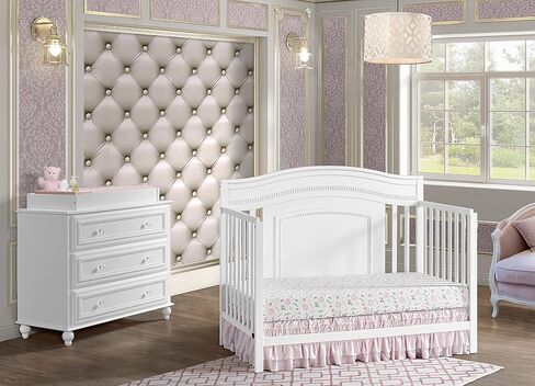 Oxford Baby Briella 4-in-1 Convertible Crib, White, GreenGuard Gold Certified in Kuwait