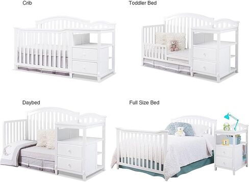 SORELLE FURNITURE Berkley Round Top Crib, Classic 4-in-1 Convertible Crib, Made of Wood, Non-Toxic Finish, Wooden Baby Bed, Toddler Bed, Child’s Daybed and Full-Size Bed, Nursery Furniture-Gray in Saudi Arabia