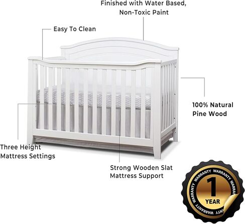 SORELLE FURNITURE Berkley Round Top Crib, Classic 4-in-1 Convertible Crib, Made of Wood, Non-Toxic Finish, Wooden Baby Bed, Toddler Bed, Child’s Daybed and Full-Size Bed, Nursery Furniture-Gray in Saudi Arabia