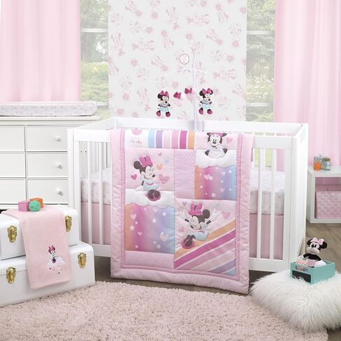 Disney Minnie Mouse Be Happy Pink & White Super Soft Fitted Crib Sheet, Pink, White in Saudi Arabia