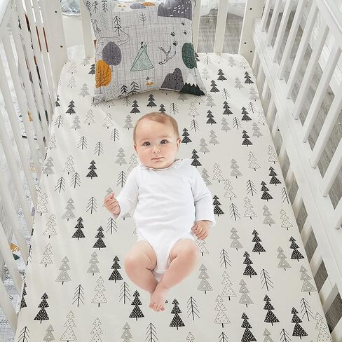 Brandream Fitted Crib Sheets Boys Construction Truck Baby Nursery Toddler Sheets Cotton Car Vehicle Carriage Excavator Design Blue White Yellow Red in Saudi Arabia