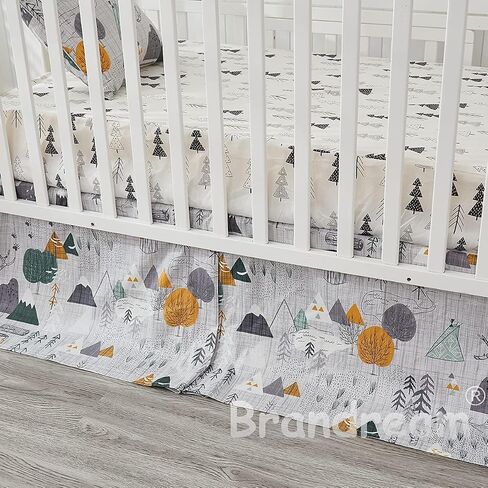 Brandream Fitted Crib Sheets Boys Construction Truck Baby Nursery Toddler Sheets Cotton Car Vehicle Carriage Excavator Design Blue White Yellow Red in Saudi Arabia