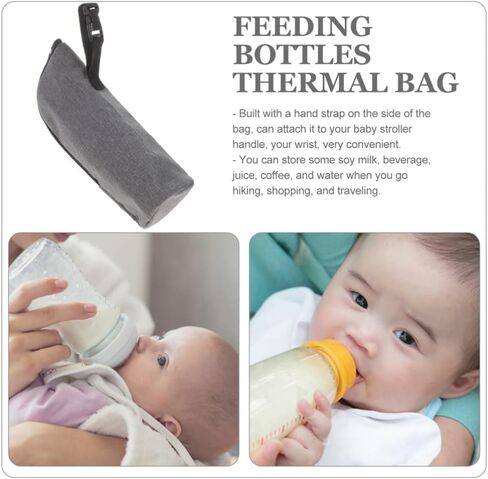 تودمومي قطعتان من حقائب معزولة لزجاجة الرضاعة الحرارية لحليب الثدي مع مشبك تعليق حقيبة عازلة محمولة لحديثي الولادة والاطفال الصغار للسفر, ألوان متنوعة, 24x8cm, عصري in Kuwait