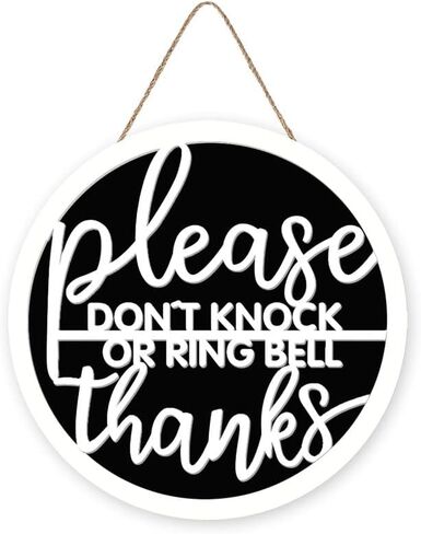 No Soliciting Sign, Do Not Knock or Ring Doorbell Sign for House, Do Not Disturb Door Wooden Hanger Sign Funny Office Door Signs Baby Sleeping Sign No Stranger Go Away Farmhouse Porch Decor 12 inch in Saudi Arabia