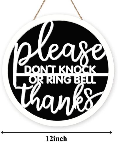 No Soliciting Sign, Do Not Knock or Ring Doorbell Sign for House, Do Not Disturb Door Wooden Hanger Sign Funny Office Door Signs Baby Sleeping Sign No Stranger Go Away Farmhouse Porch Decor 12 inch in Saudi Arabia