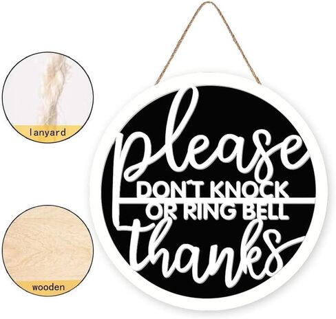 No Soliciting Sign, Do Not Knock or Ring Doorbell Sign for House, Do Not Disturb Door Wooden Hanger Sign Funny Office Door Signs Baby Sleeping Sign No Stranger Go Away Farmhouse Porch Decor 12 inch in Saudi Arabia