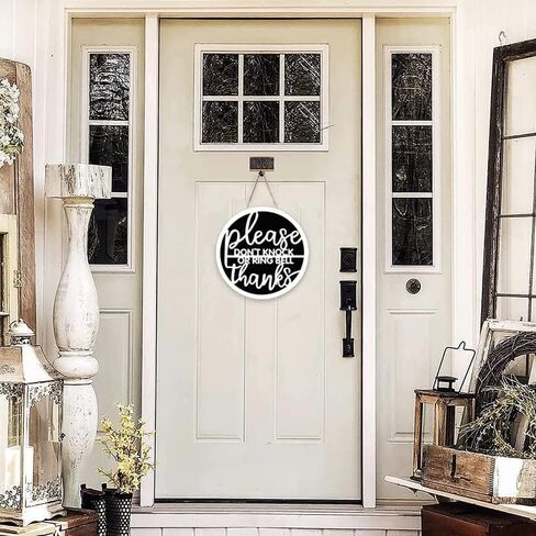 No Soliciting Sign, Do Not Knock or Ring Doorbell Sign for House, Do Not Disturb Door Wooden Hanger Sign Funny Office Door Signs Baby Sleeping Sign No Stranger Go Away Farmhouse Porch Decor 12 inch in Saudi Arabia