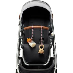 Fun Strap - Toy Safety Strap, Food-Grade Stretchable Silicone, No More Toys, Bottle and Pacifier Floor Drop from Stroller, car seat and highchair. 2-Pack (Clay)