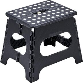 Folding Step Stool with Safety Lock, 11 Inch Pastic Foldable Stool for Adults & Kids, Portable Stepping Stool for Bathroom, Kitchen, with Anti-Skid Dots, Hold Up to 250lbs (Black, 11 Inch) in Kuwait