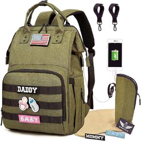 Tactical Diaper Backpack with USB Port (DADDY and MOMMY patches) in Saudi Arabia