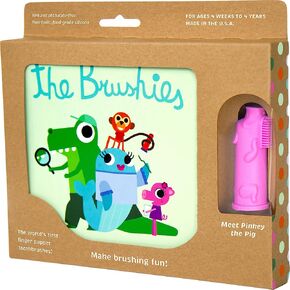 مجموعة فرشاة أسنان وكتاب القصص للأطفال والرضع من The Brushies Chomps The Dino / عنصر طب الأسنان وكتاب / العناية بالأسنان واللثة للشباب / للأعمار من 4 أسابيع إلى 4 سنوات in Kuwait