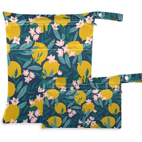 visesunny Cat Animal 2Pcs Wet Bag with 2 Zippered Pockets Snap Handle Washable Reusable Roomy for Travel,Beach,Pool,Daycare,Stroller,Diapers,Dirty Gym Clothes, Wet Swimsuits, Toiletries in Saudi Arabia